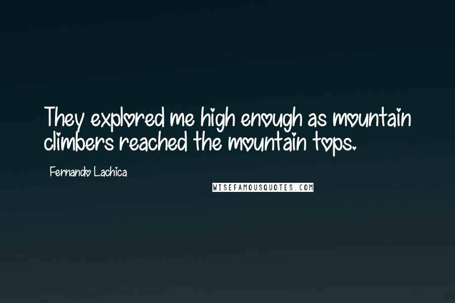 Fernando Lachica Quotes: They explored me high enough as mountain climbers reached the mountain tops.