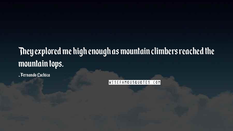 Fernando Lachica Quotes: They explored me high enough as mountain climbers reached the mountain tops.