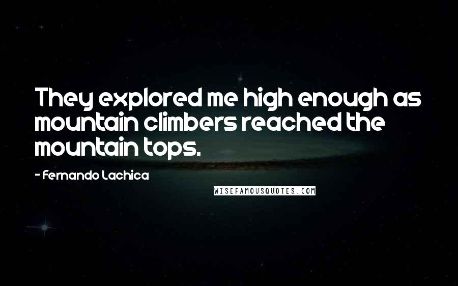 Fernando Lachica Quotes: They explored me high enough as mountain climbers reached the mountain tops.