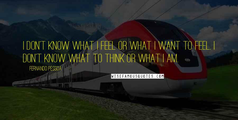 Fernando Pessoa Quotes: I don't know what I feel or what I want to feel. I don't know what to think or what I am.