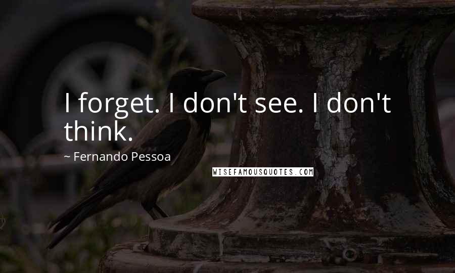 Fernando Pessoa Quotes: I forget. I don't see. I don't think.