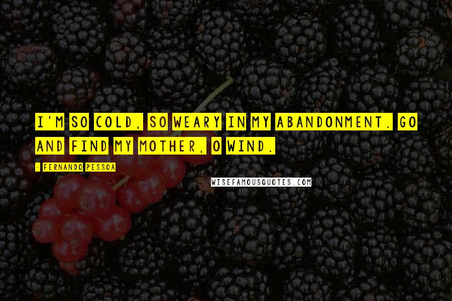 Fernando Pessoa Quotes: I'm so cold, so weary in my abandonment. Go and find my Mother, O Wind.