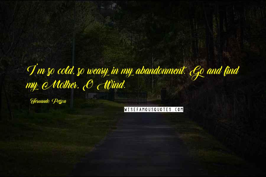 Fernando Pessoa Quotes: I'm so cold, so weary in my abandonment. Go and find my Mother, O Wind.