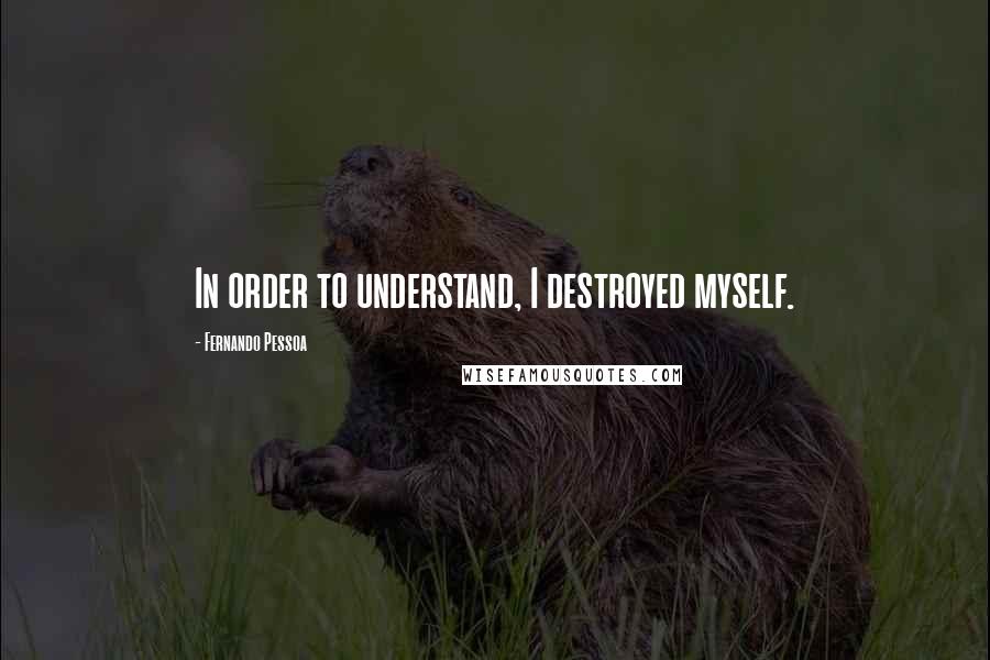 Fernando Pessoa Quotes: In order to understand, I destroyed myself.