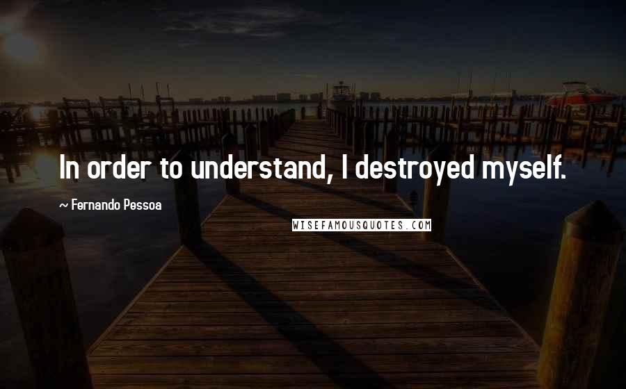 Fernando Pessoa Quotes: In order to understand, I destroyed myself.