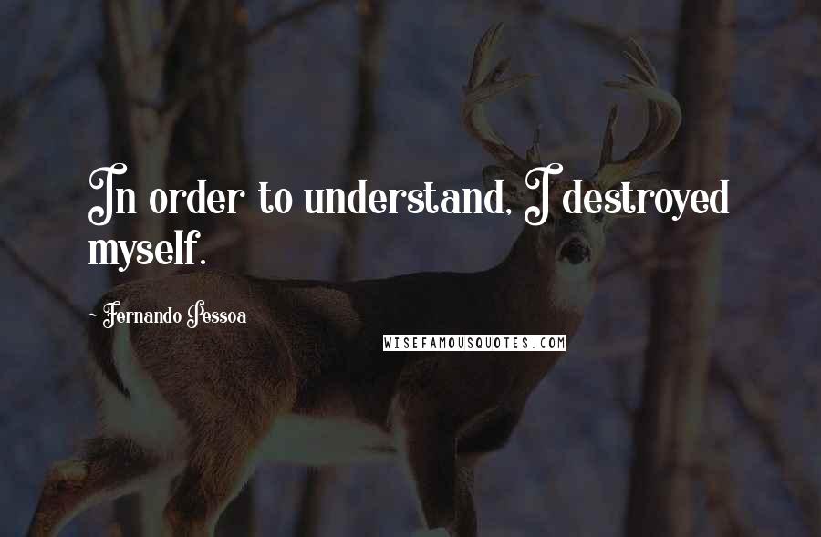 Fernando Pessoa Quotes: In order to understand, I destroyed myself.