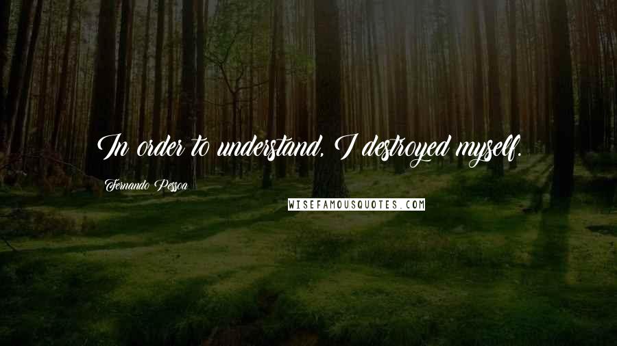 Fernando Pessoa Quotes: In order to understand, I destroyed myself.