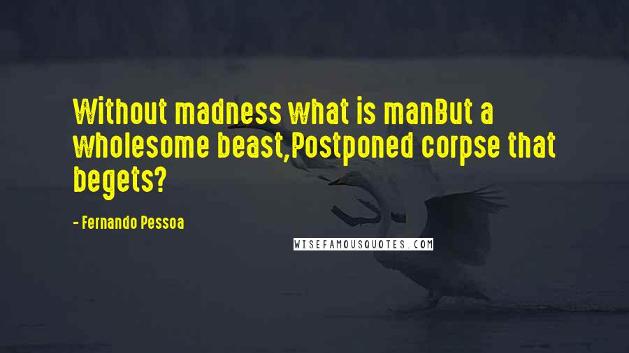 Fernando Pessoa Quotes: Without madness what is manBut a wholesome beast,Postponed corpse that begets?