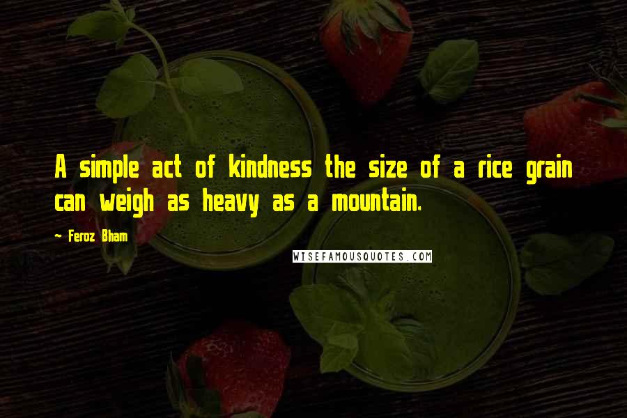 Feroz Bham Quotes: A simple act of kindness the size of a rice grain can weigh as heavy as a mountain.
