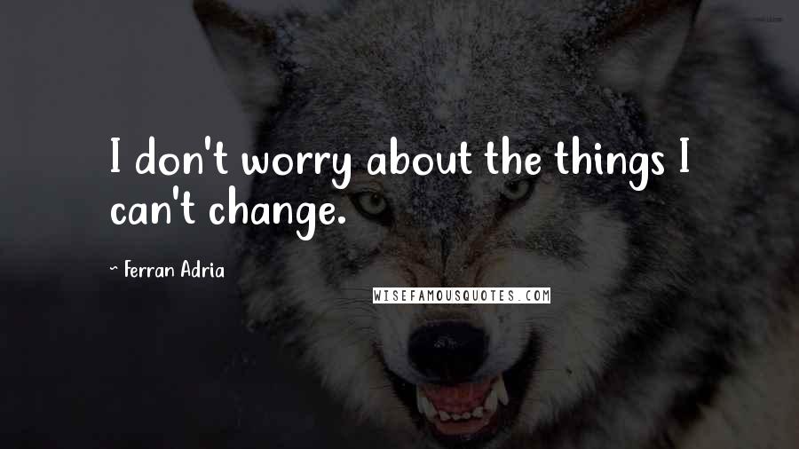 Ferran Adria Quotes: I don't worry about the things I can't change.