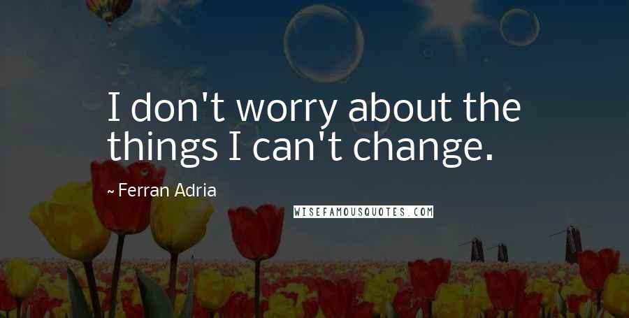 Ferran Adria Quotes: I don't worry about the things I can't change.