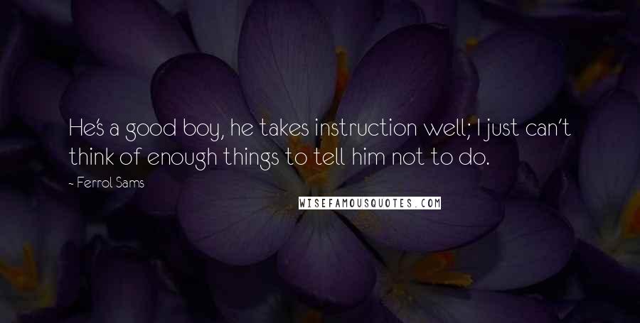 Ferrol Sams Quotes: He's a good boy, he takes instruction well; I just can't think of enough things to tell him not to do.