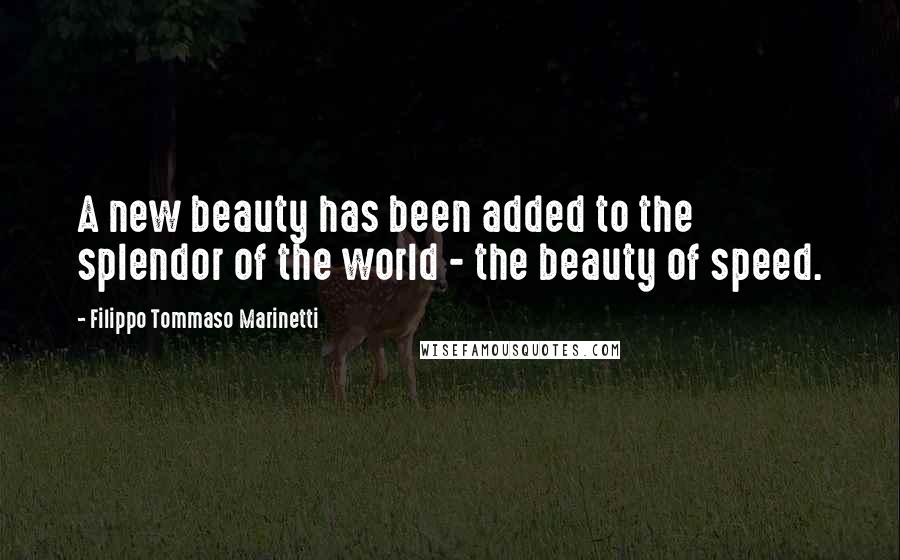 Filippo Tommaso Marinetti Quotes: A new beauty has been added to the splendor of the world - the beauty of speed.