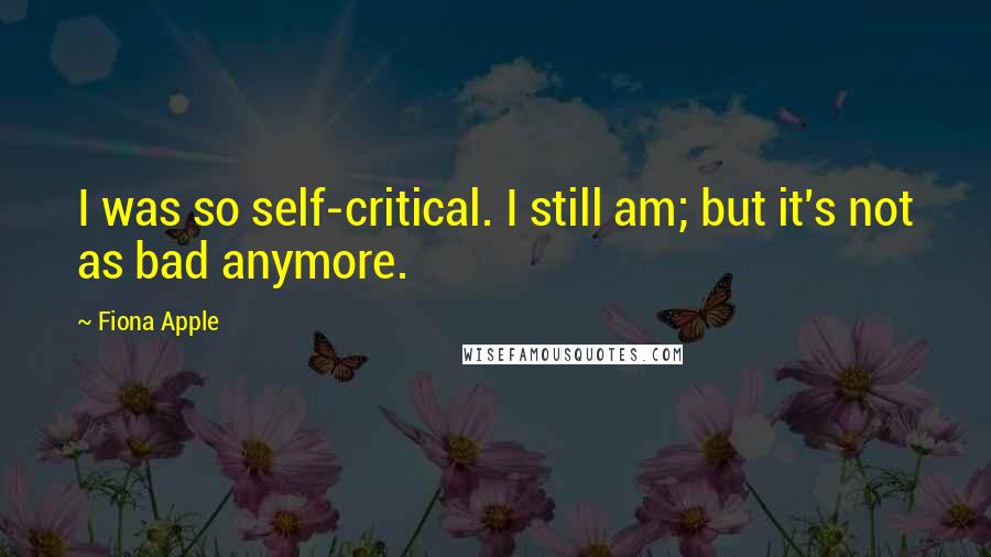 Fiona Apple Quotes: I was so self-critical. I still am; but it's not as bad anymore.