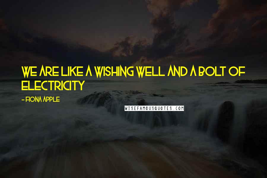 Fiona Apple Quotes: We are like a wishing well And a bolt of electricity