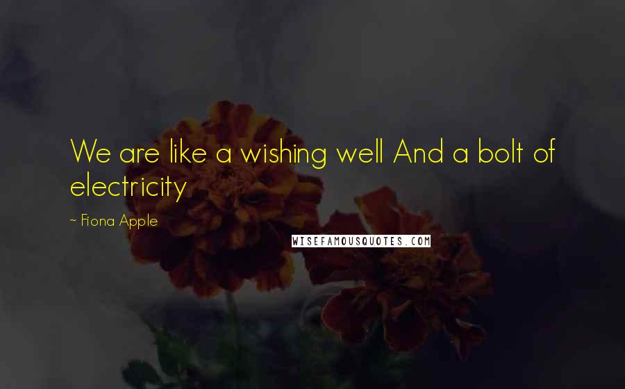 Fiona Apple Quotes: We are like a wishing well And a bolt of electricity