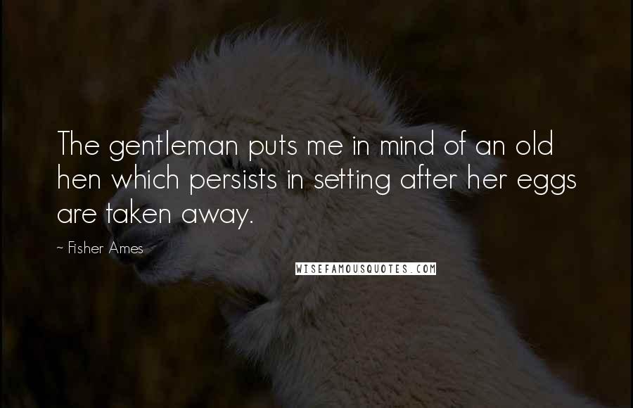 Fisher Ames Quotes: The gentleman puts me in mind of an old hen which persists in setting after her eggs are taken away.