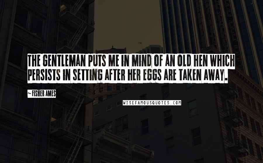 Fisher Ames Quotes: The gentleman puts me in mind of an old hen which persists in setting after her eggs are taken away.