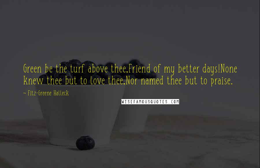 Fitz-Greene Halleck Quotes: Green be the turf above thee,Friend of my better days!None knew thee but to love thee,Nor named thee but to praise.