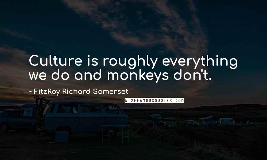 FitzRoy Richard Somerset Quotes: Culture is roughly everything we do and monkeys don't.
