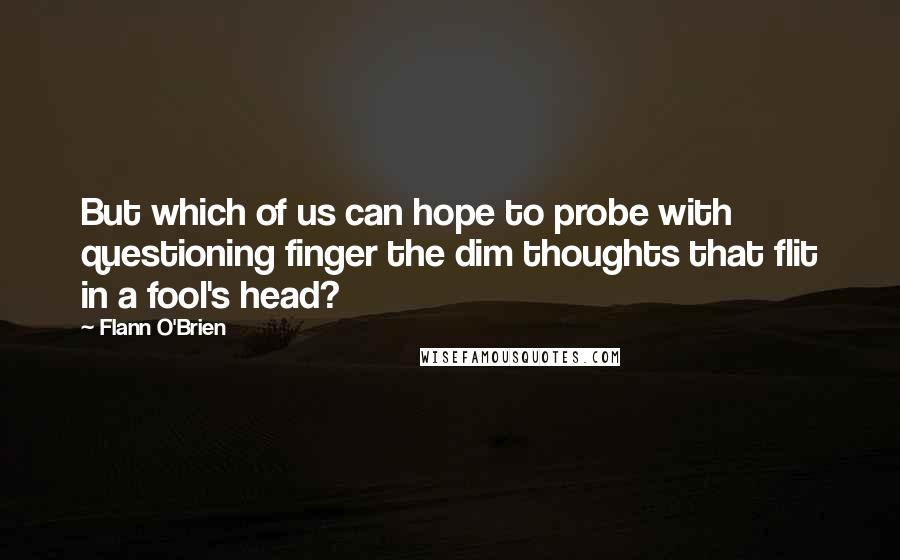 Flann O'Brien Quotes: But which of us can hope to probe with questioning finger the dim thoughts that flit in a fool's head?