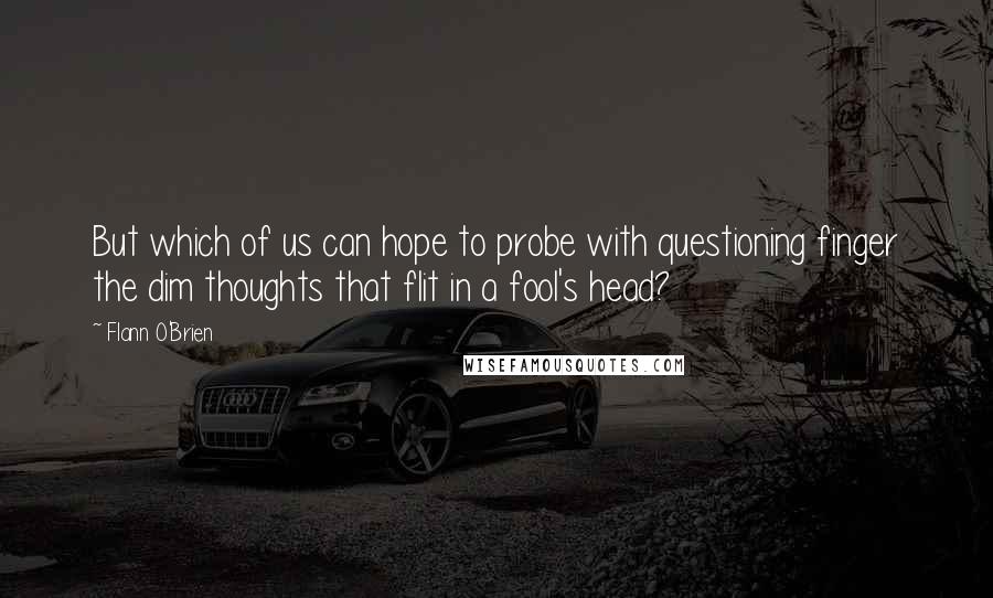 Flann O'Brien Quotes: But which of us can hope to probe with questioning finger the dim thoughts that flit in a fool's head?