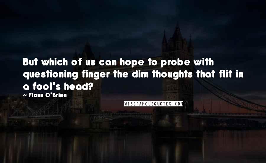 Flann O'Brien Quotes: But which of us can hope to probe with questioning finger the dim thoughts that flit in a fool's head?