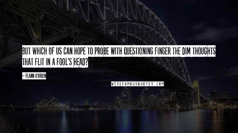 Flann O'Brien Quotes: But which of us can hope to probe with questioning finger the dim thoughts that flit in a fool's head?