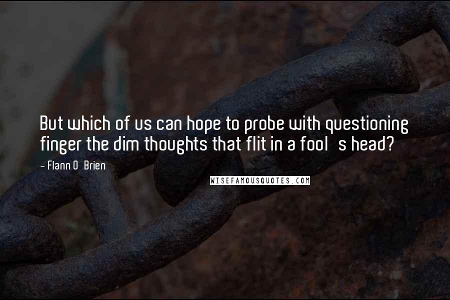 Flann O'Brien Quotes: But which of us can hope to probe with questioning finger the dim thoughts that flit in a fool's head?