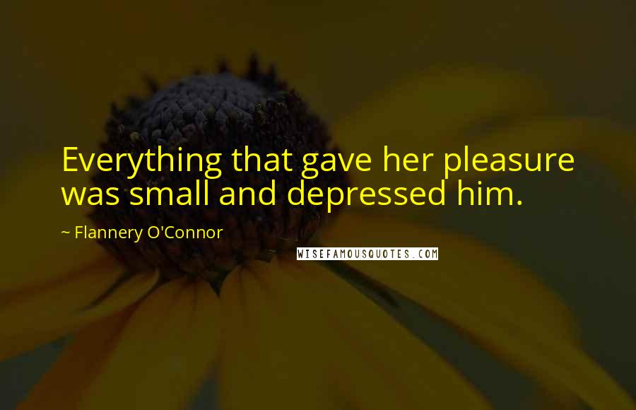Flannery O'Connor Quotes: Everything that gave her pleasure was small and depressed him.