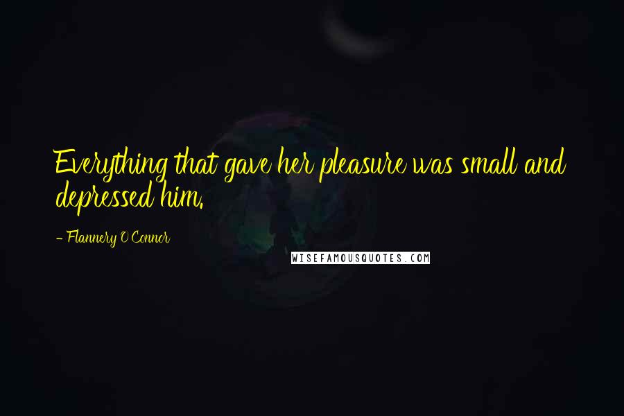 Flannery O'Connor Quotes: Everything that gave her pleasure was small and depressed him.