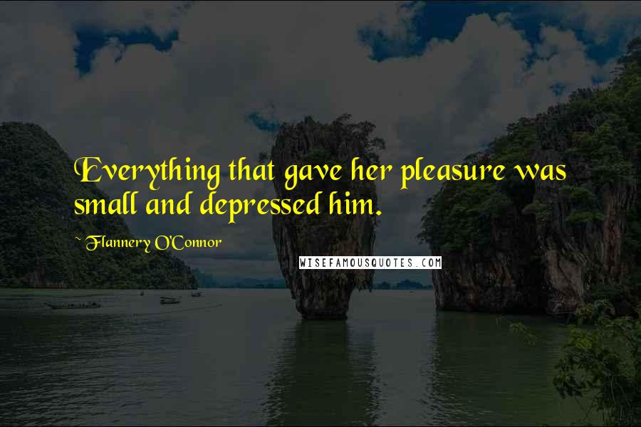 Flannery O'Connor Quotes: Everything that gave her pleasure was small and depressed him.
