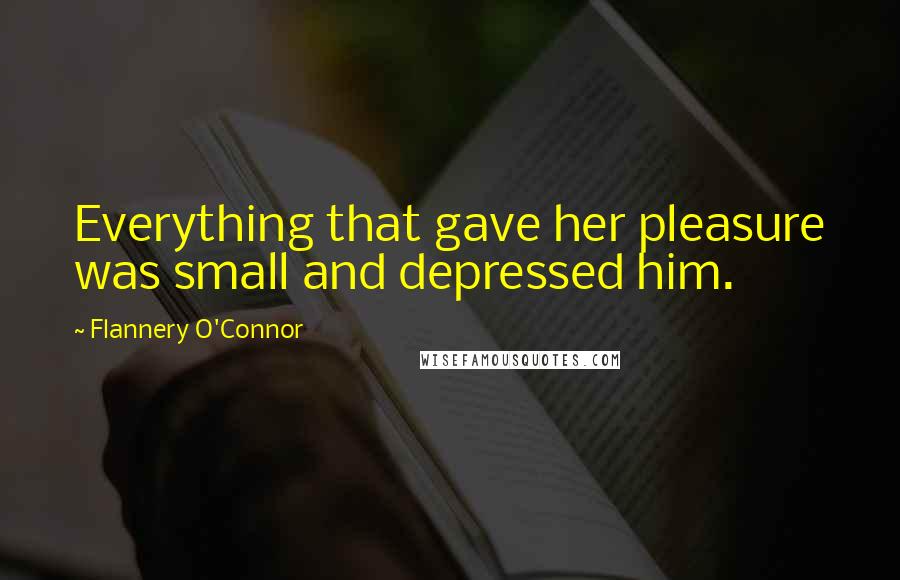 Flannery O'Connor Quotes: Everything that gave her pleasure was small and depressed him.