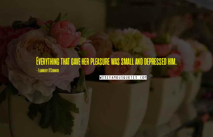 Flannery O'Connor Quotes: Everything that gave her pleasure was small and depressed him.