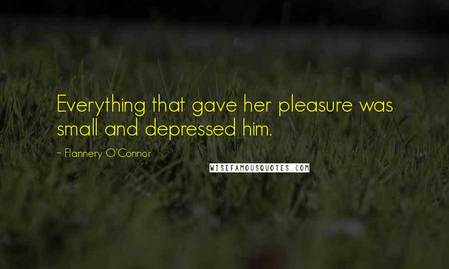 Flannery O'Connor Quotes: Everything that gave her pleasure was small and depressed him.