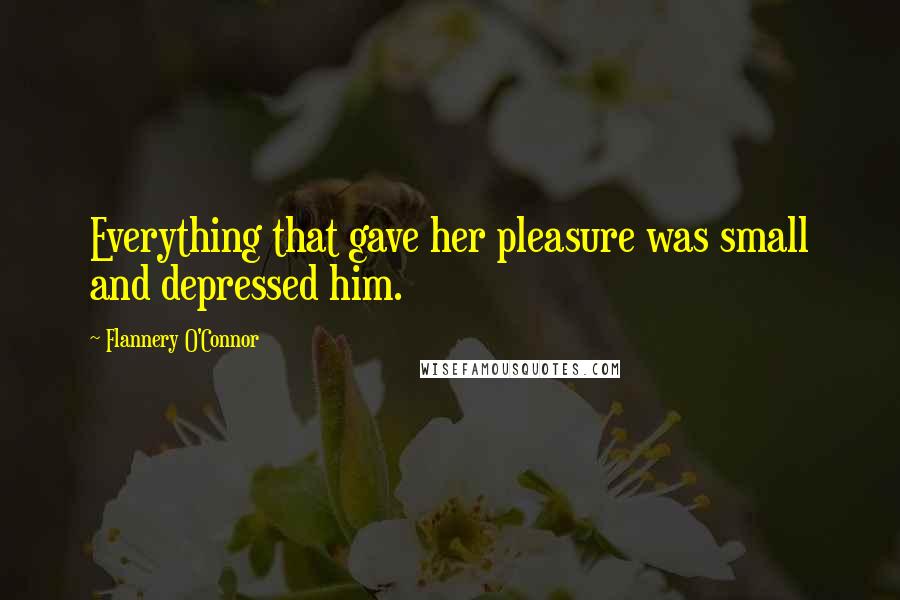 Flannery O'Connor Quotes: Everything that gave her pleasure was small and depressed him.