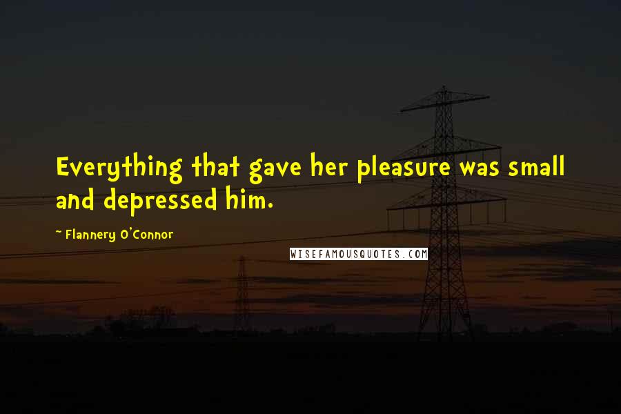 Flannery O'Connor Quotes: Everything that gave her pleasure was small and depressed him.