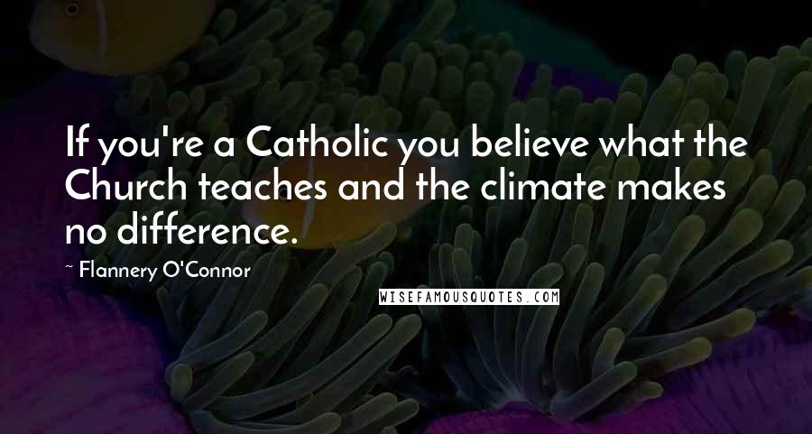 Flannery O'Connor Quotes: If you're a Catholic you believe what the Church teaches and the climate makes no difference.