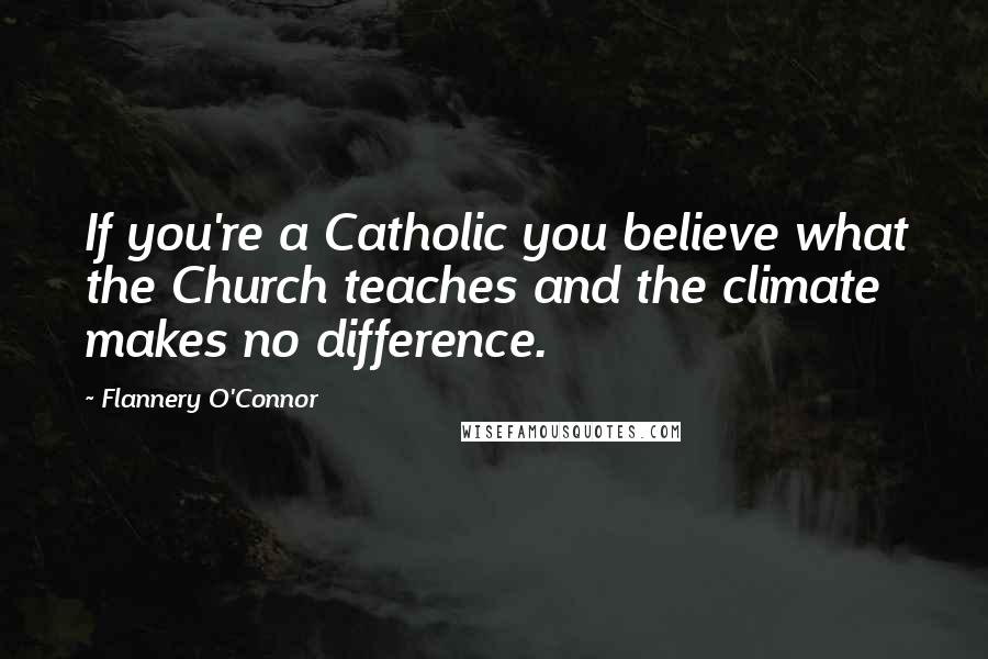 Flannery O'Connor Quotes: If you're a Catholic you believe what the Church teaches and the climate makes no difference.