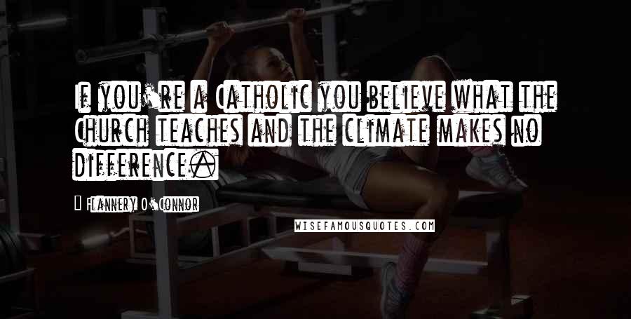 Flannery O'Connor Quotes: If you're a Catholic you believe what the Church teaches and the climate makes no difference.