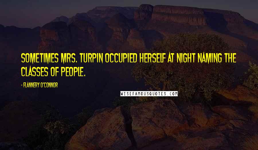 Flannery O'Connor Quotes: Sometimes Mrs. Turpin occupied herself at night naming the classes of people.