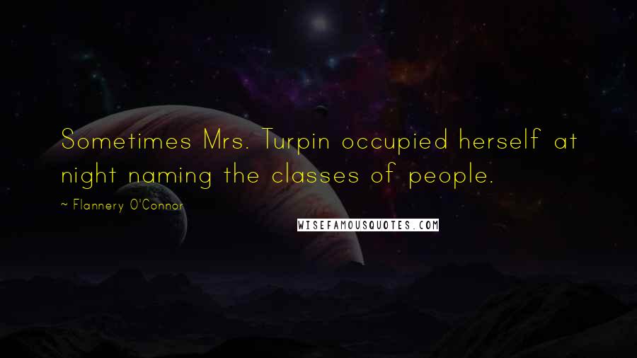 Flannery O'Connor Quotes: Sometimes Mrs. Turpin occupied herself at night naming the classes of people.