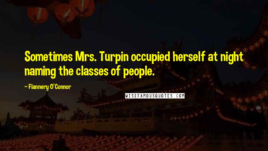 Flannery O'Connor Quotes: Sometimes Mrs. Turpin occupied herself at night naming the classes of people.