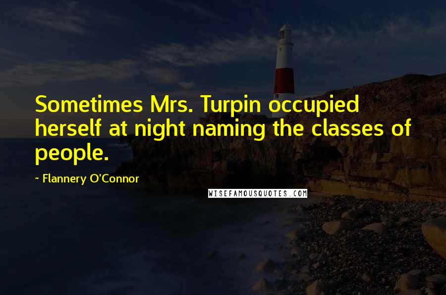 Flannery O'Connor Quotes: Sometimes Mrs. Turpin occupied herself at night naming the classes of people.