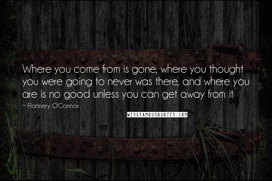 Flannery O'Connor Quotes: Where you come from is gone, where you thought you were going to never was there, and where you are is no good unless you can get away from it
