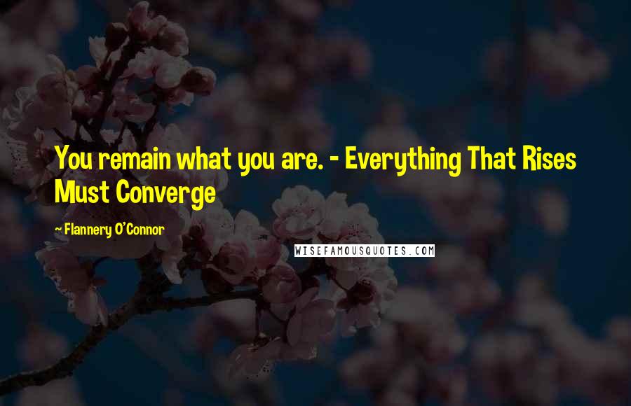 Flannery O'Connor Quotes: You remain what you are. - Everything That Rises Must Converge