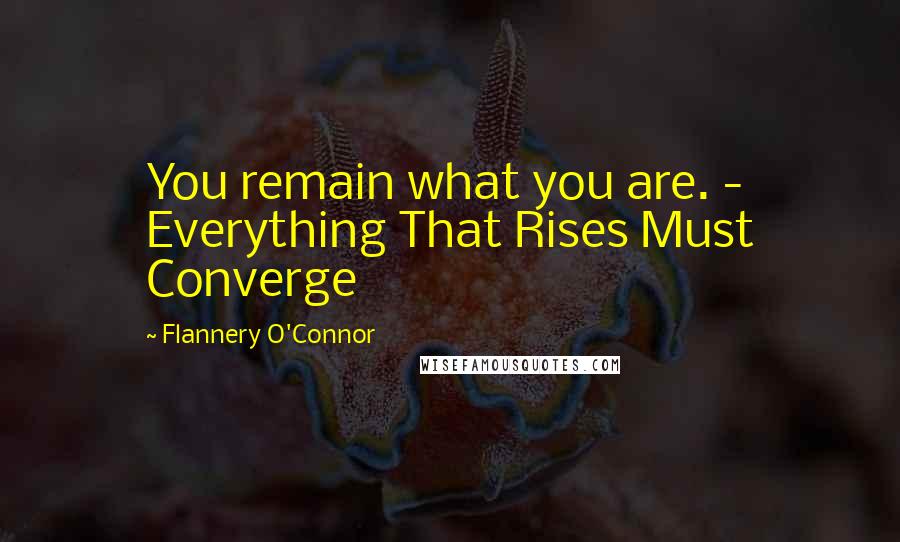Flannery O'Connor Quotes: You remain what you are. - Everything That Rises Must Converge