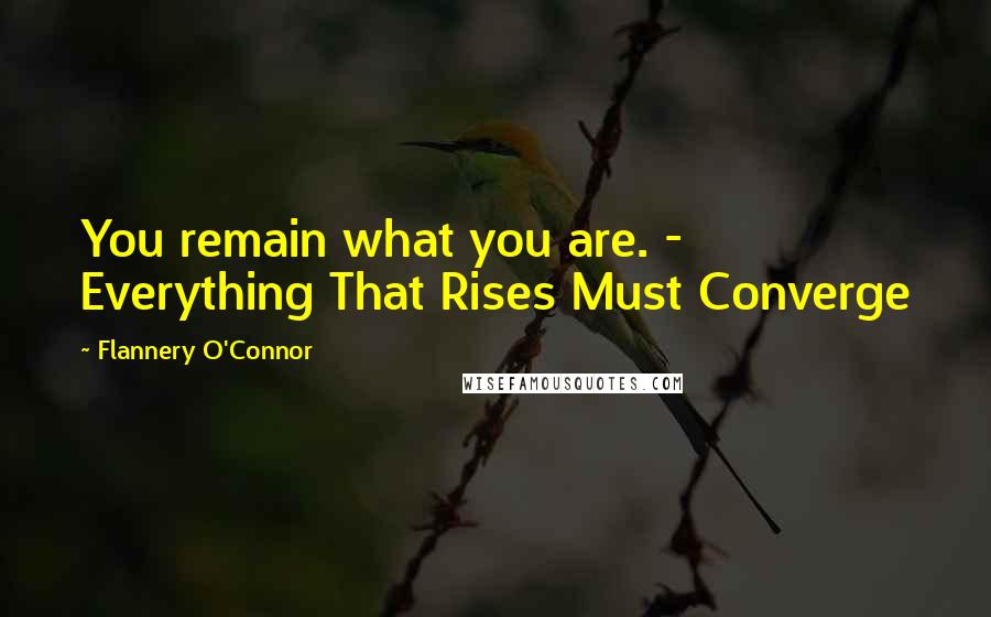 Flannery O'Connor Quotes: You remain what you are. - Everything That Rises Must Converge