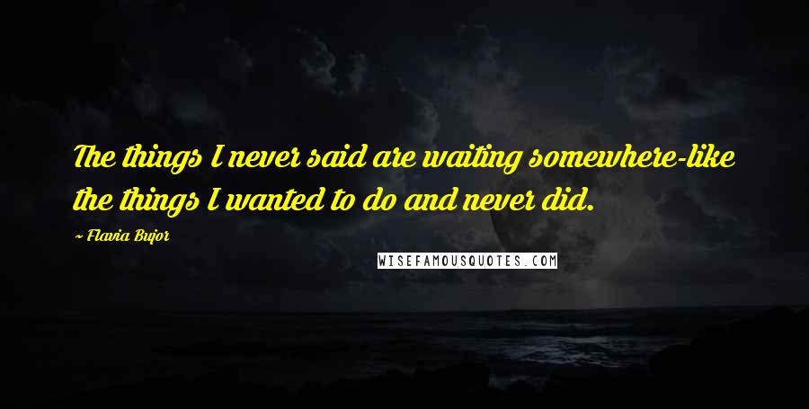 Flavia Bujor Quotes: The things I never said are waiting somewhere-like the things I wanted to do and never did.