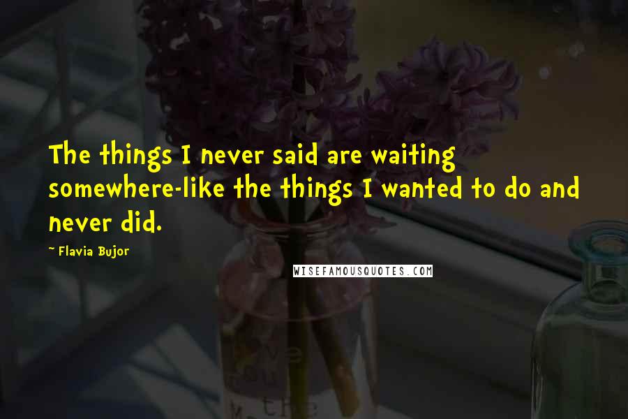 Flavia Bujor Quotes: The things I never said are waiting somewhere-like the things I wanted to do and never did.